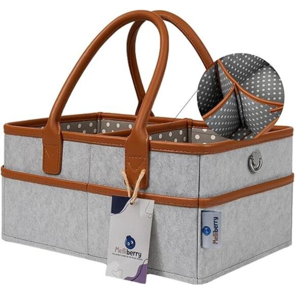 Large Baby Diaper Caddy Organizer Changing Table Basket Nursery Storage with Han - Picture 8 of 8